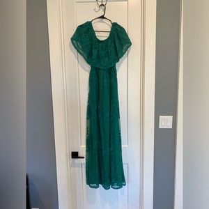 Pink Blush Maternity lace mesh overlay maxi dress